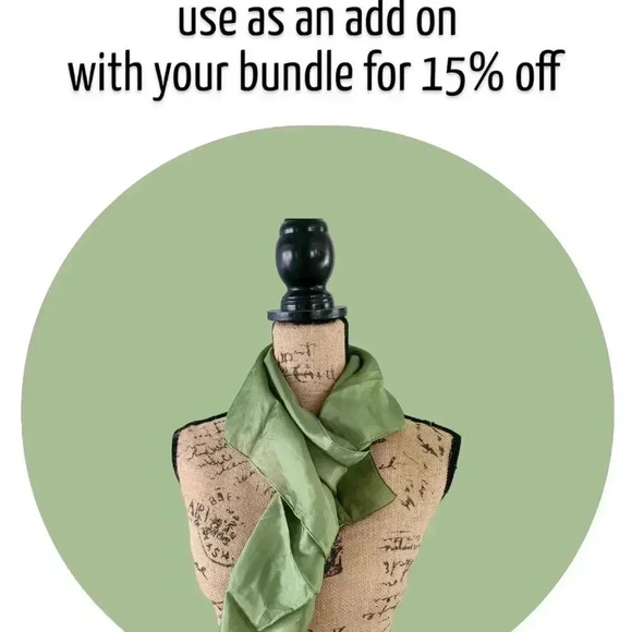 Green Silk scarf wrap - Picture 3 of 4